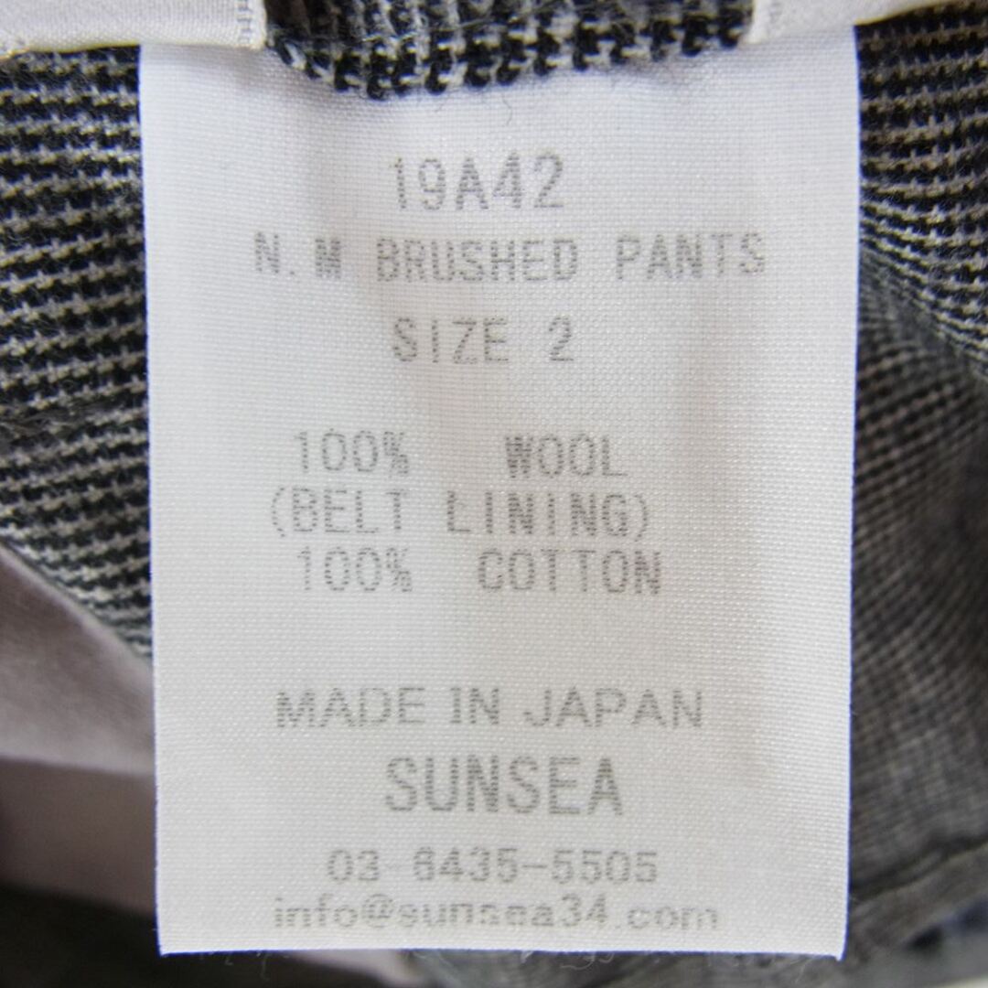 SUNSEA サンシー 19AW 19A42 N.M BRUSHED PANTS ウール スラックス グレー ブラック系 2【新古品】【未使用】