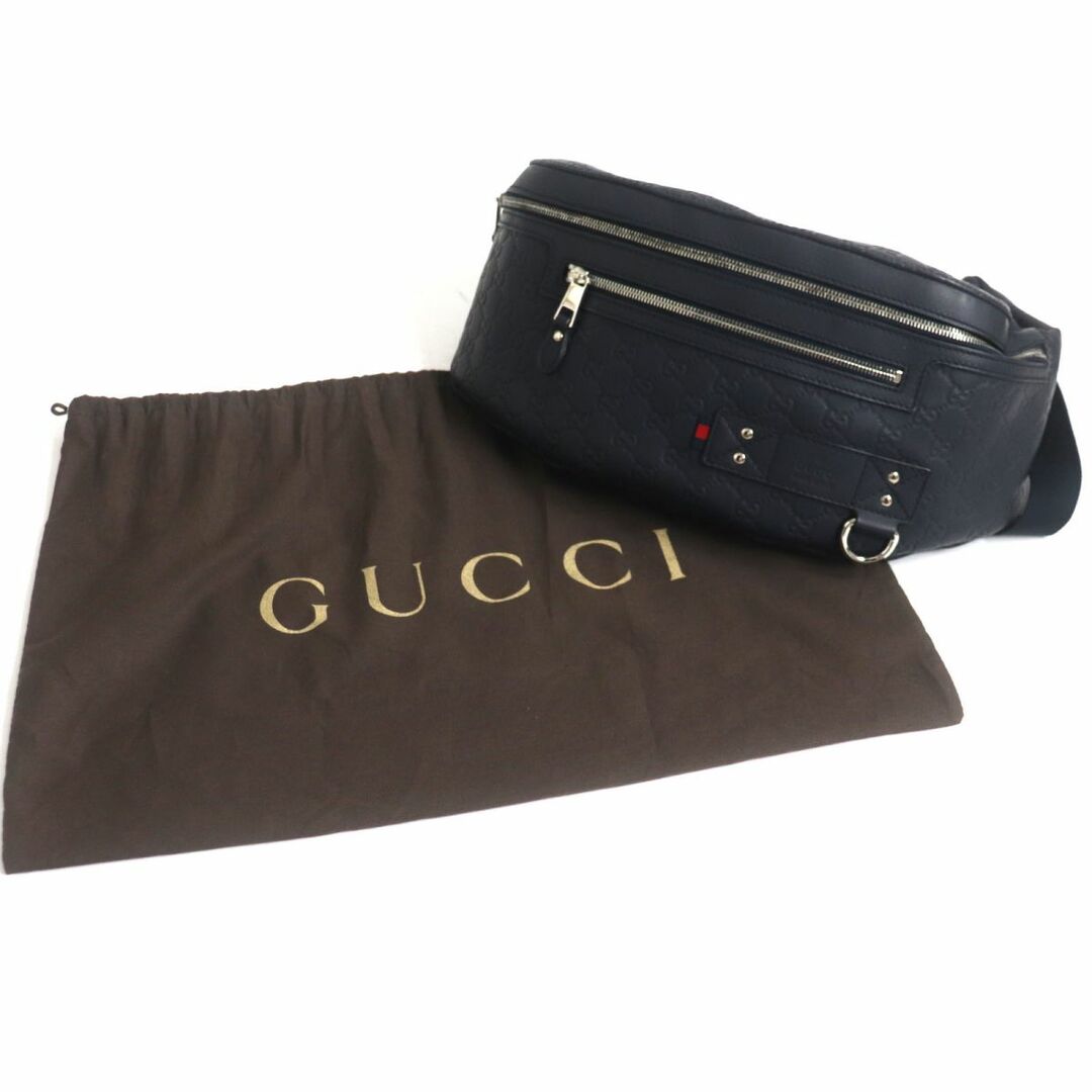 美品 希少】GUCCI ウエストポーチ GG シェリーライン ネイビー 金具-