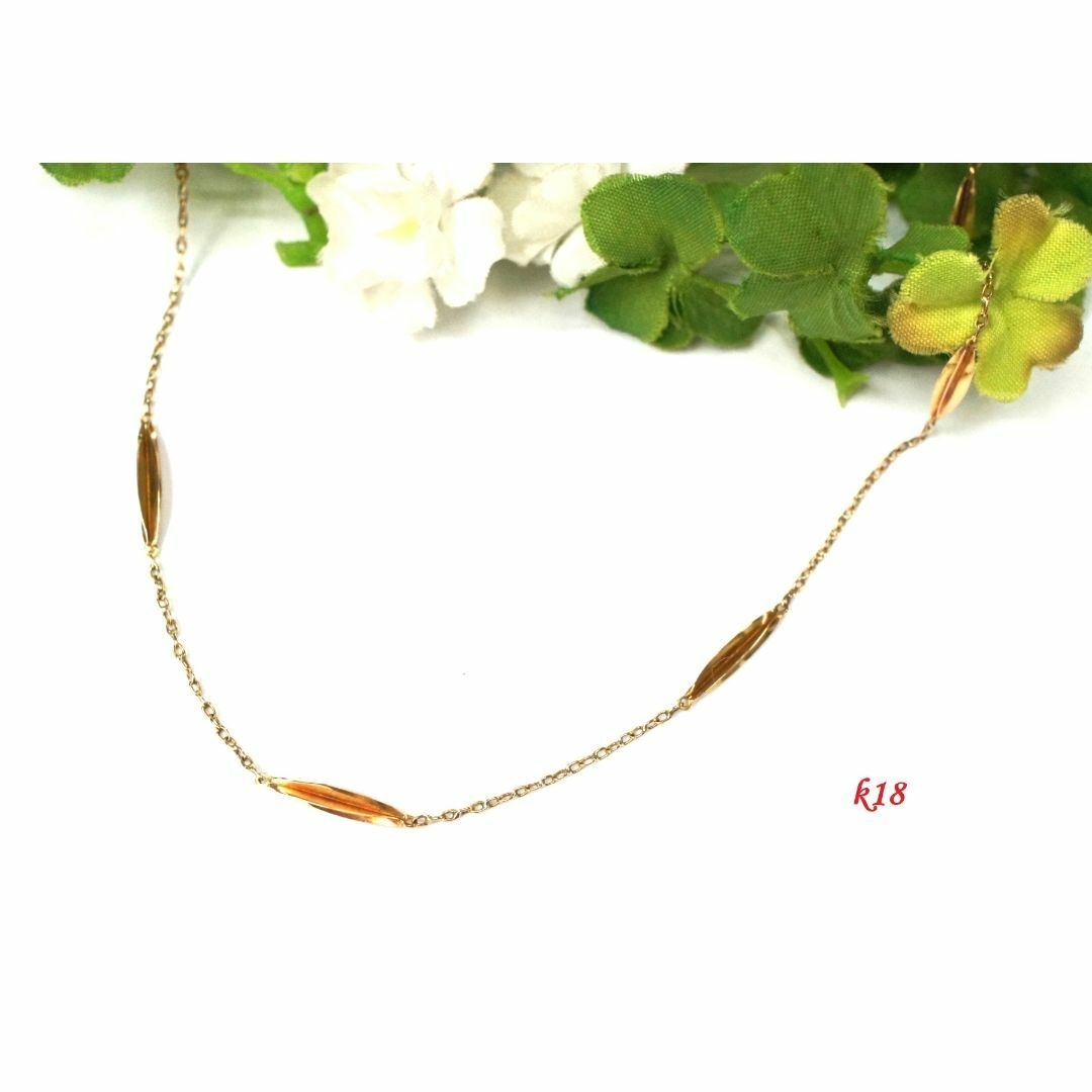 K18 変わり 切子 キリコ ネックレス 2.32g レトロ 42.5cm