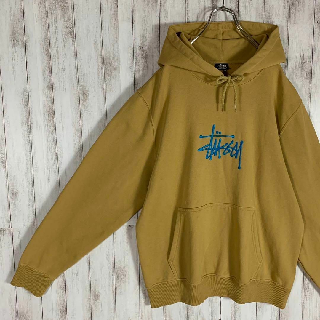 【超希少カラー】STUSSY センター 刺繍ロゴ 希少 パーカー 即完売モデル