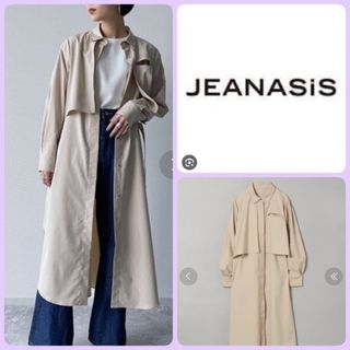 ジーナシス(JEANASIS)の♡JEANASIS レイヤーシャツロングワンピース長袖ベージュはおりアウター春秋(ロングワンピース/マキシワンピース)