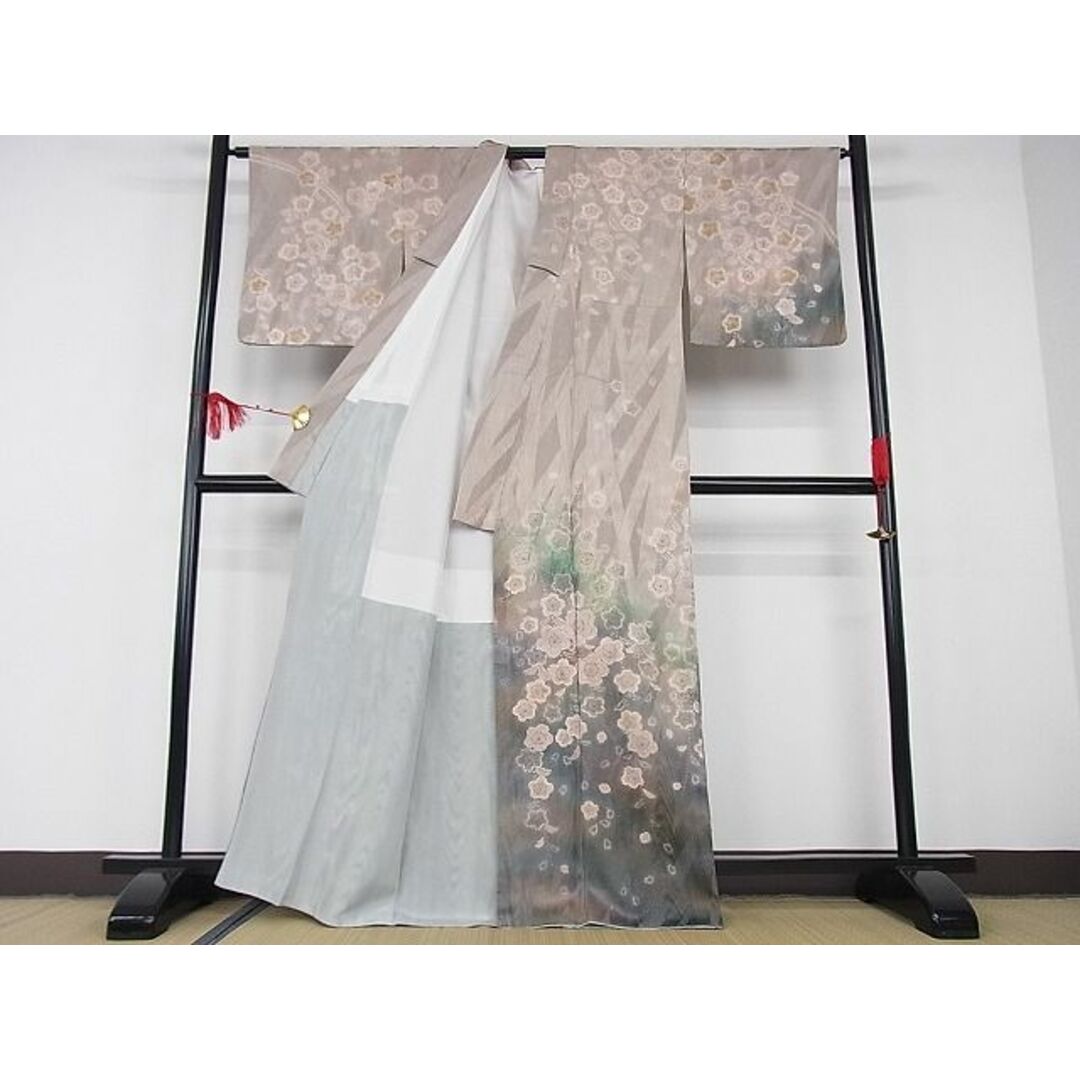 平和屋-こころ店□極上 訪問着 作家物 辻が花 暈し染め 銀通し地 着丈