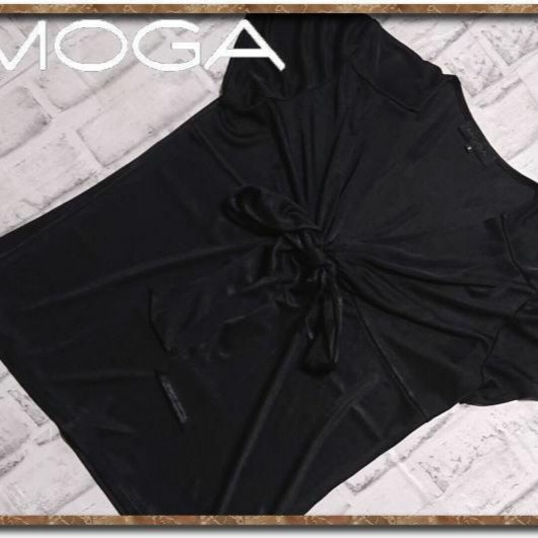 MOGA(モガ)のモガ　リボン付きカットソー　黒 レディースのトップス(カットソー(半袖/袖なし))の商品写真