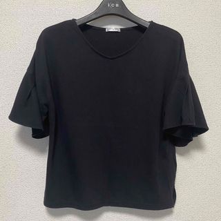 シネマクラブ(CINEMA CLUB)の【シネマクラブ】二の腕カバー カットソー Tシャツ 黒 Mサイズ(Tシャツ(半袖/袖なし))