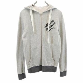 メゾンキツネ(MAISON KITSUNE')のメゾンキツネ プリント ジップパーカー S グレー MAISON KITSUNE メンズ 【中古】  【230919】(パーカー)