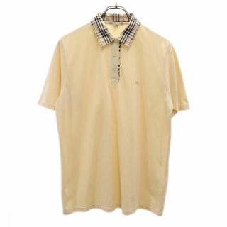 BURBERRY - バーバリー 襟チェック 半袖 ポロシャツ XL ベージュ系 BURBERRY ロゴ 鹿の子 レディース 【中古】  【230919】