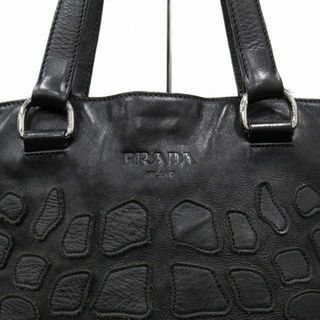 PRADA - プラダ PRADA アニマル柄 レザーパッチ レザー トート バッグ