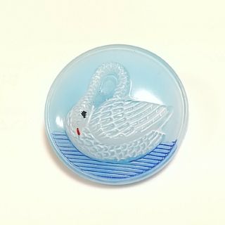 チェコガラスボタン 白鳥 水色・白(各種パーツ)