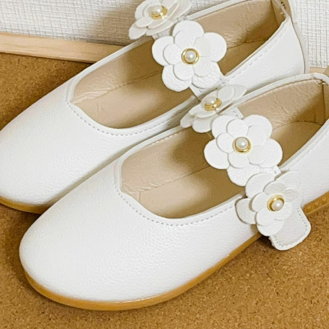 20.5cm♡ フォーマル 女の子 子供 キッズ 靴 花 白 ホワイト シューズ