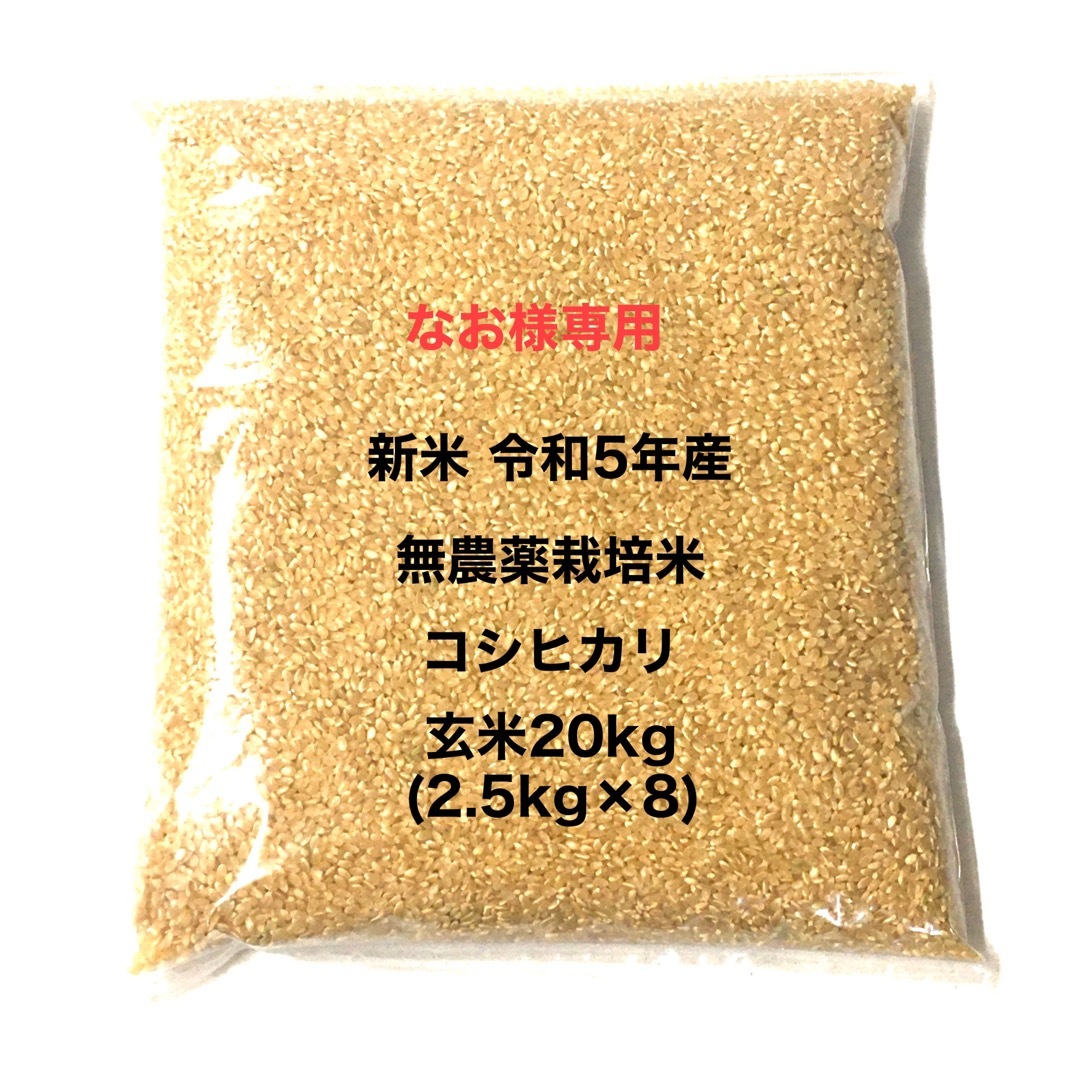 なお様専用 新米 無農薬コシヒカリ玄米20kg(2.5kg×8)令和5年産-