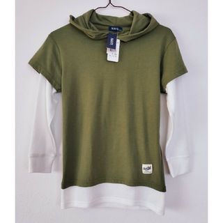 ネイビー(NAVY)の未使用★NAVY フェイクレイヤー 長袖パーカー 130cm グリーン(Tシャツ/カットソー)