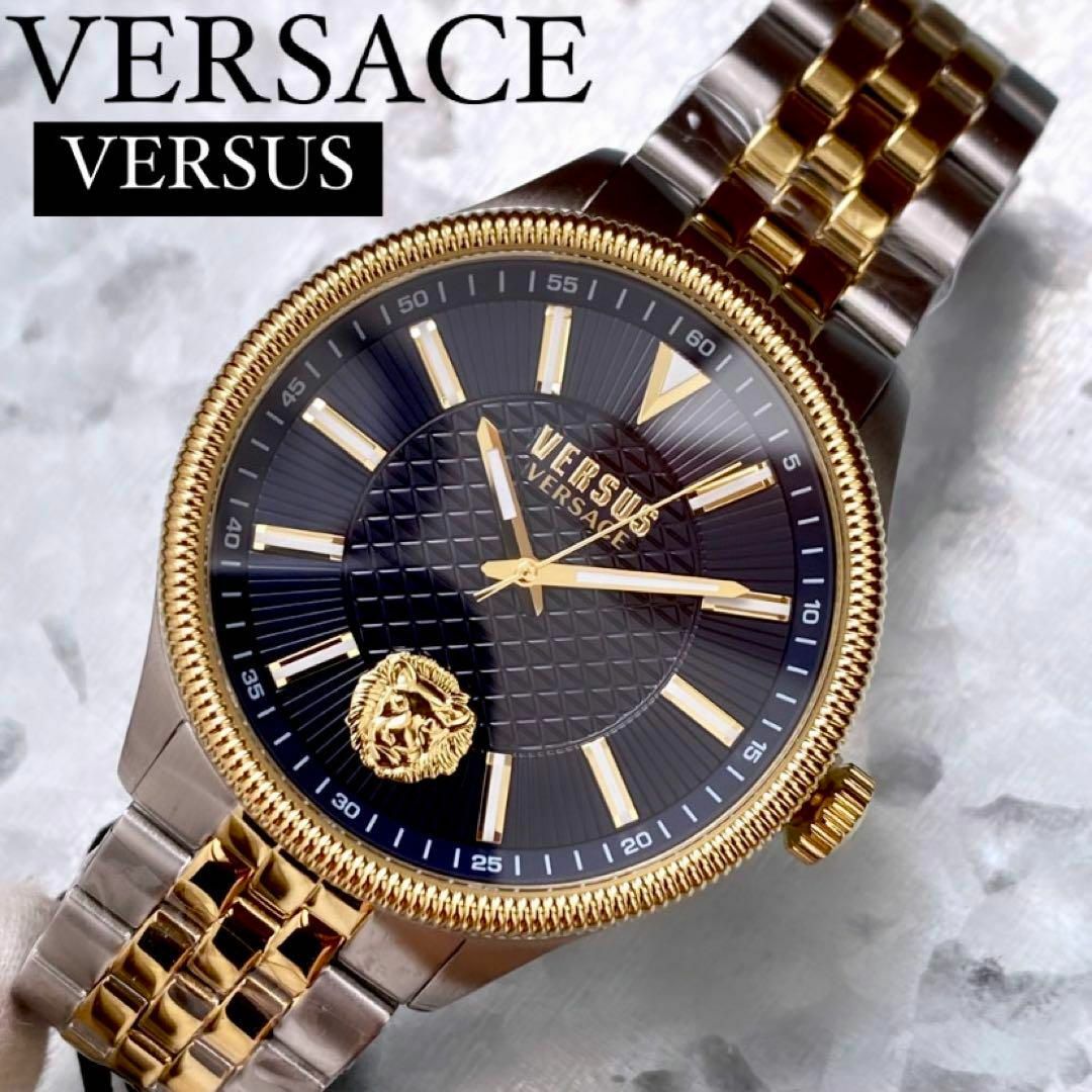 人気【新品】VERSACE メデューサ クロノグラフ ネイビー メンズ 腕時計