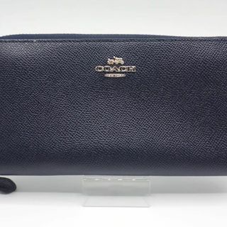 コーチ(COACH)のCOACH コーチ 長財布 ジッピーウォレット ネイビー レザー ワンポイント(財布)