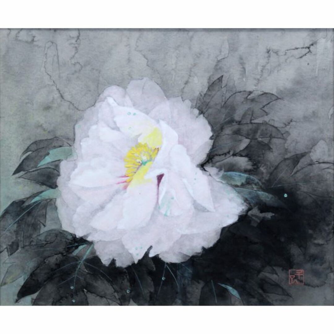 白牡丹、日本画、額入り - 絵画 白牡丹、日本画、額入り - 絵画