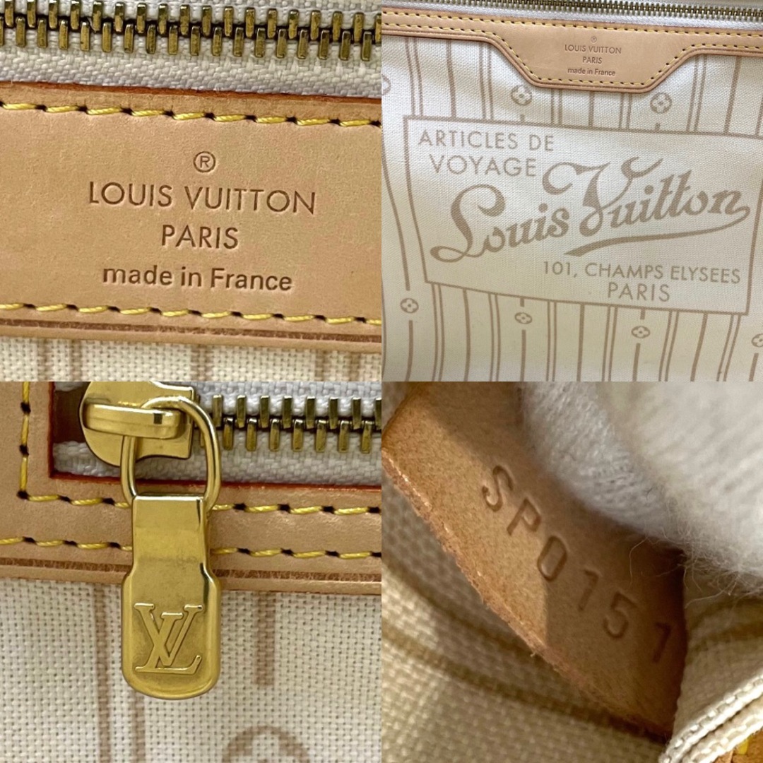 【本物保証】 ルイヴィトン LOUIS VUITTON ダミエ アズール ネヴァーフルMM トートバッグ 白 N51107