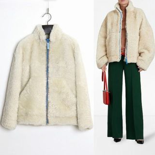 バーバリー(BURBERRY)のバーバリー 18AW 国内正規品 ムートンジャケット UK4 シアリング(毛皮/ファーコート)