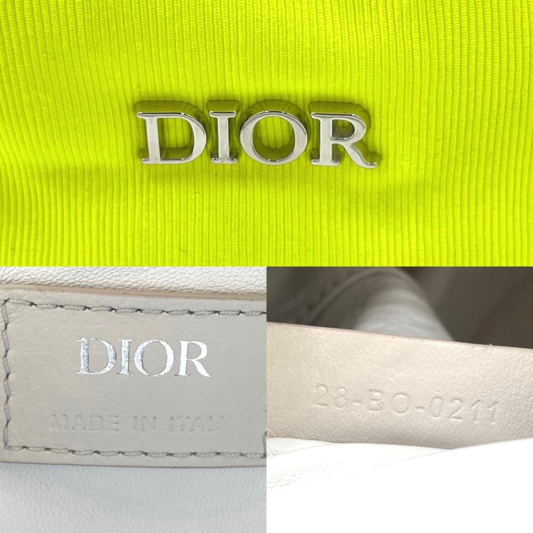 【限定価格】Dior ディオール 2WAY 巾着 ショルダーバッグ ハンドバッグ 肩掛け 斜め掛け かばん 鞄 ナイロン  レザー   ネオンイエロー シルバー金具 メンズ 定番 美品【品】