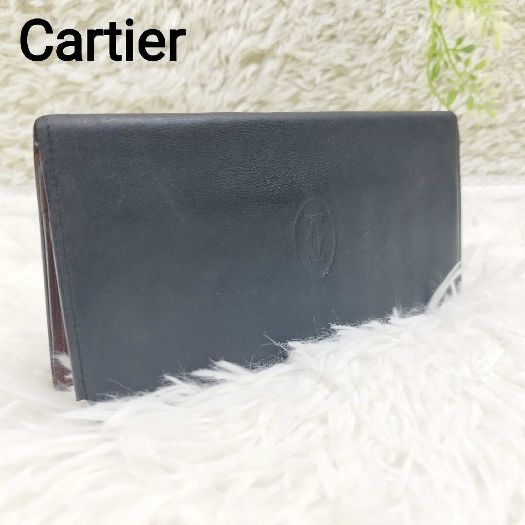 Cartier カルティエ 長財布 札入れ カボション レザー マストライン-