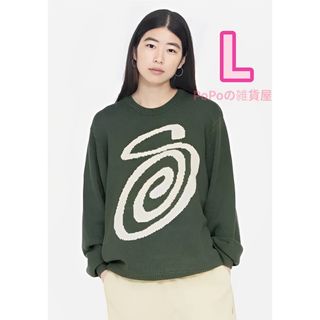 人気STUSSY CURLY S ニット セーター Mサイズ ナチュラル男女兼用