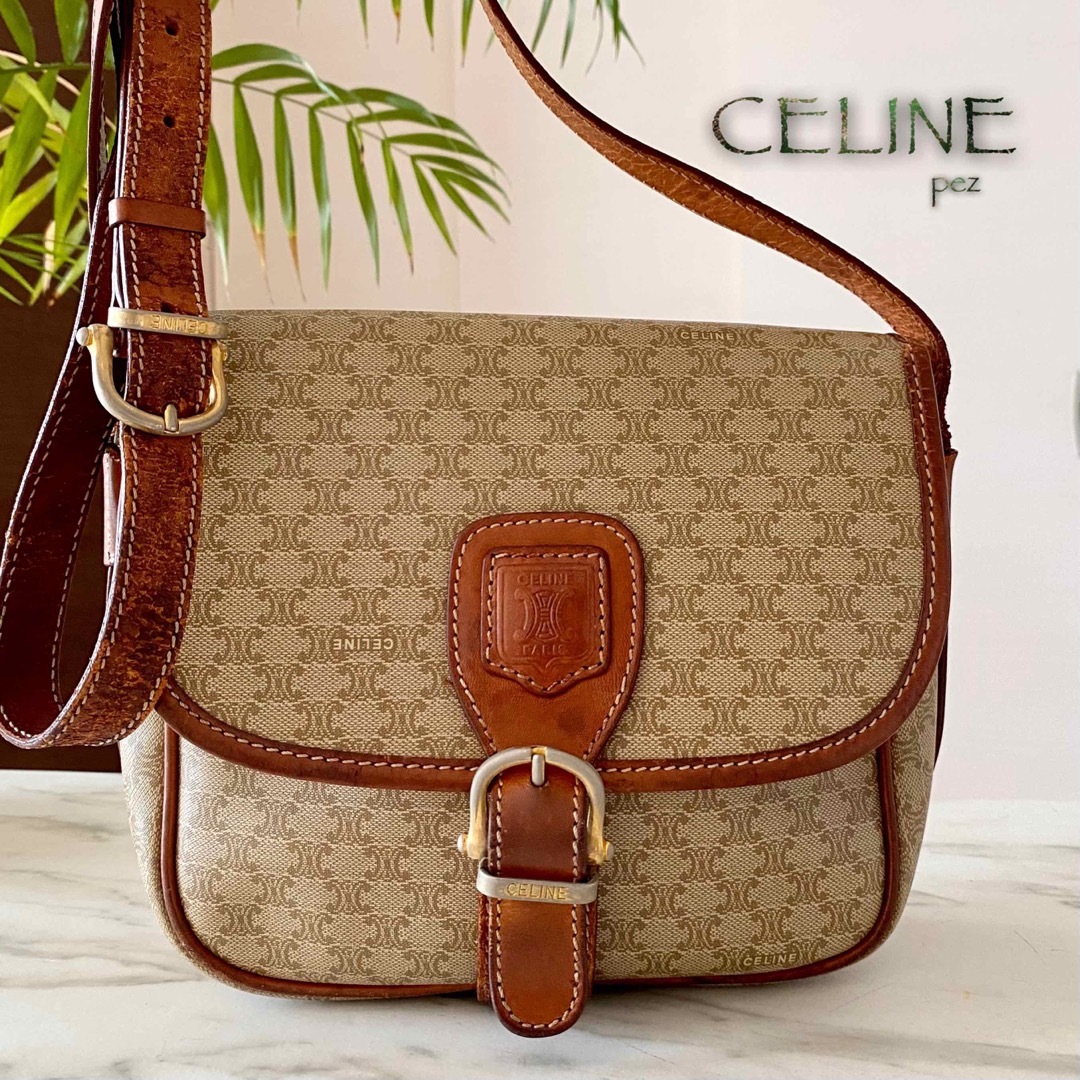 正規品 CELINE オールドセリーヌ マカダム柄 レザーショルダーバッグ