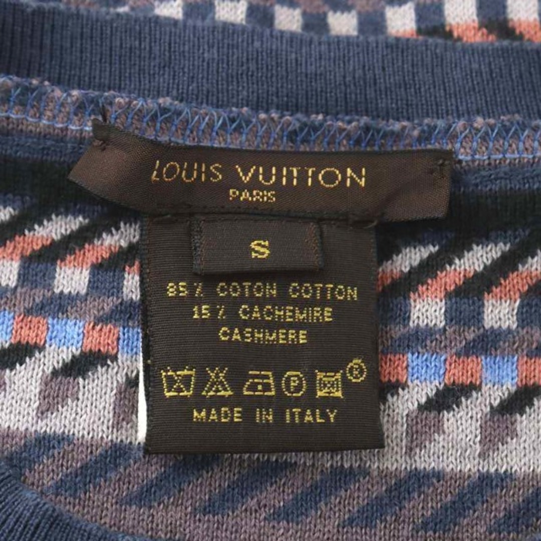 LOUIS VUITTON ニット セーター 長袖 総柄 ボーダー S 紺