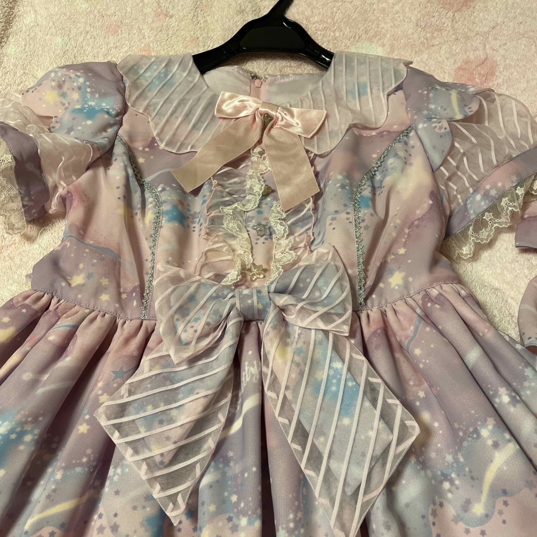 Angelic Pretty(アンジェリックプリティー)のmelty skyワンピース+リボンクリップ　ピンク レディースのワンピース(ひざ丈ワンピース)の商品写真