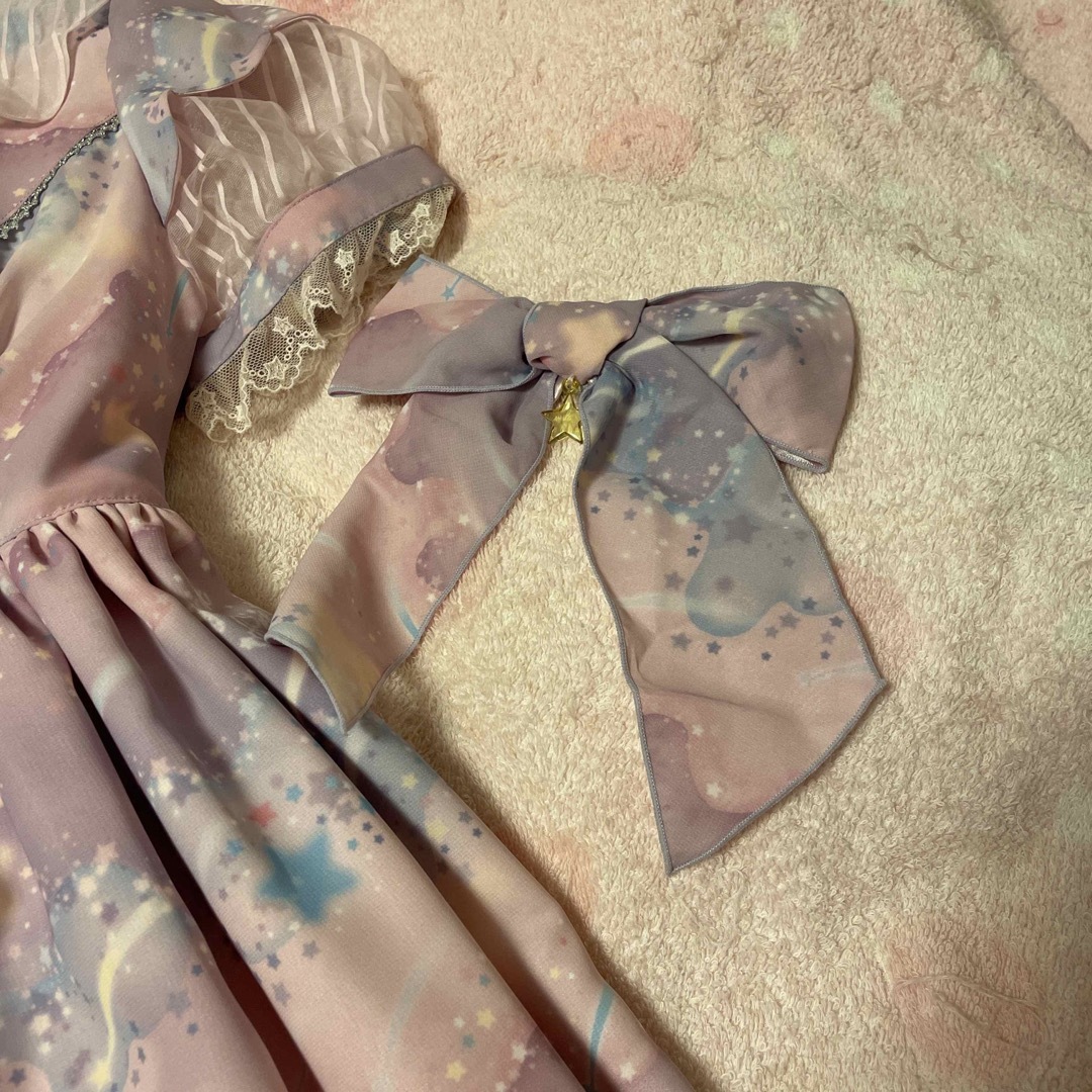 Angelic Pretty(アンジェリックプリティー)のmelty skyワンピース+リボンクリップ　ピンク レディースのワンピース(ひざ丈ワンピース)の商品写真