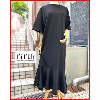 フィフス(fifth)の美ﾏｰﾒｲﾄﾞﾗｲﾝ♪黒DRYｽｳｪｯﾄ!ゆとりﾛﾝｸﾞOP【fifth】送料込(ロングワンピース/マキシワンピース)