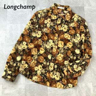 ロンシャン(LONGCHAMP)の美品 Longchamp ロンシャン 総柄 薔薇柄 油絵デザイン シャツ(シャツ/ブラウス(長袖/七分))