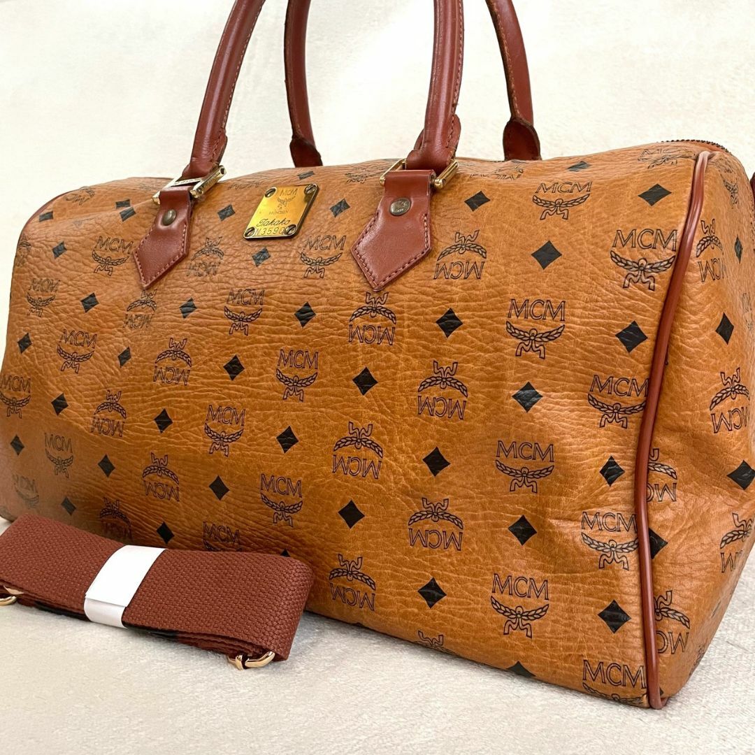 美品 MCM 2way ボストン ヴィセトス A4 旅行 大容量 ゴールド金具