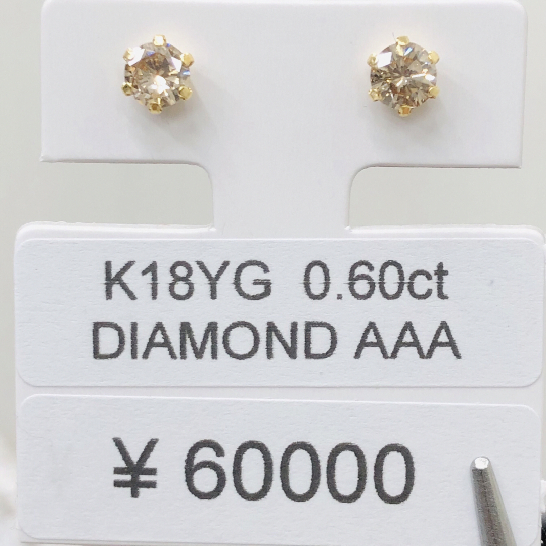 DE-23845 K18YG ピアス ダイヤモンド 0.60ct