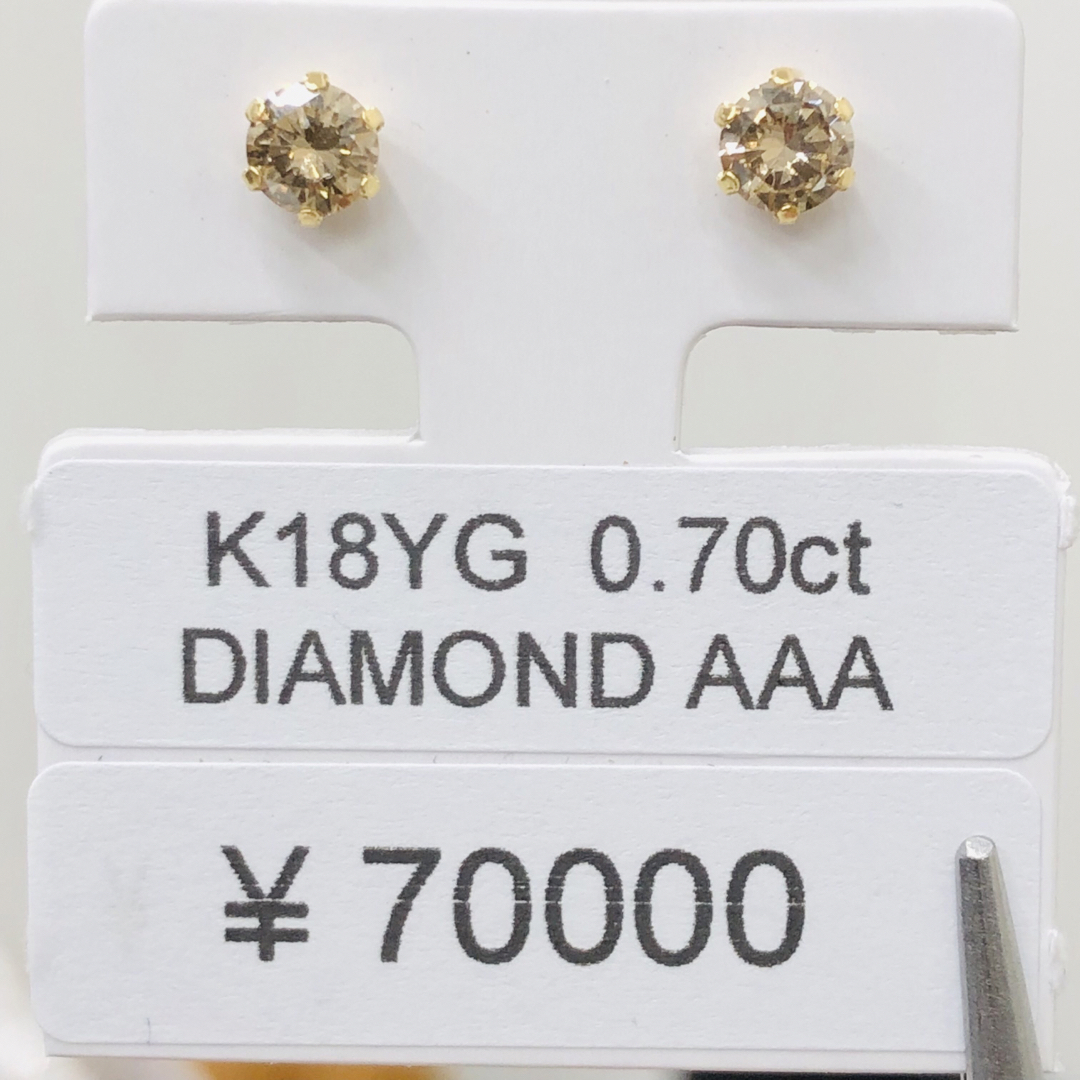 DE-23865 K18YG ピアス ダイヤモンド 0.70ct