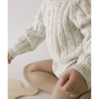 キャラメルベビー&チャイルド(Caramel baby&child )のOAT Wide Ribbed Knit Onesie ‘Sprinkle’(ロンパース)