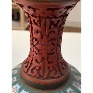 中国 堆朱 フラワーベース 花瓶 花器 骨董 古道具 ヴィンテージ 鳥