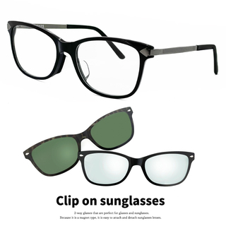 【新品】 クリップオン サングラス 偏光 レンズ付き 眼鏡 3131-1 メガネ メンズ ウェリントン 黒縁 黒ぶち ブラック カラー