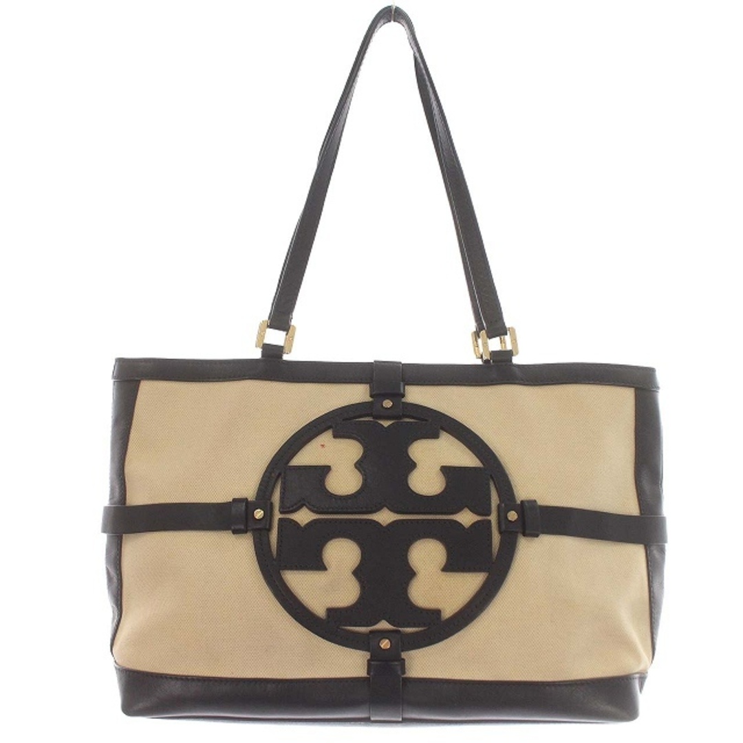 トリーバーチ　TORY BURCH  ハンドバッグ　キャンバス　ベージュ　黒