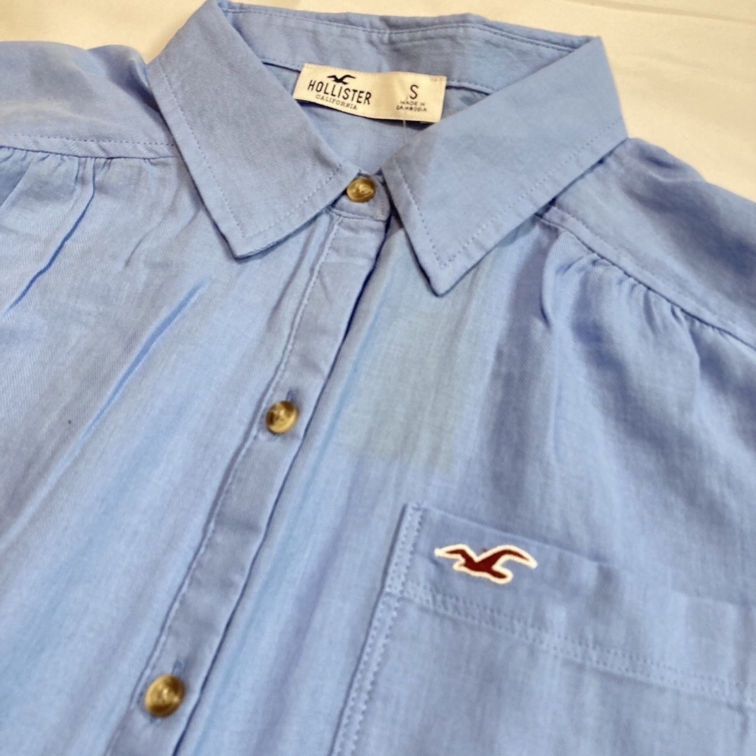 Hollister(ホリスター)の新品ホリスターHOLLISTERレディースゆったりシャツSサイズ送料無料ブルー レディースのトップス(シャツ/ブラウス(長袖/七分))の商品写真