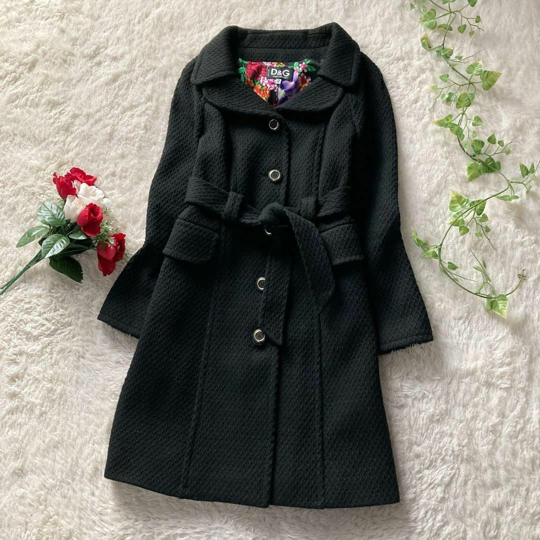 美品 ドルチェ&ガッバーナ ウールブレンド ベルト付きロング 美品 ドルチェ&ガッバーナ ウールブレンド ベルト付きロング