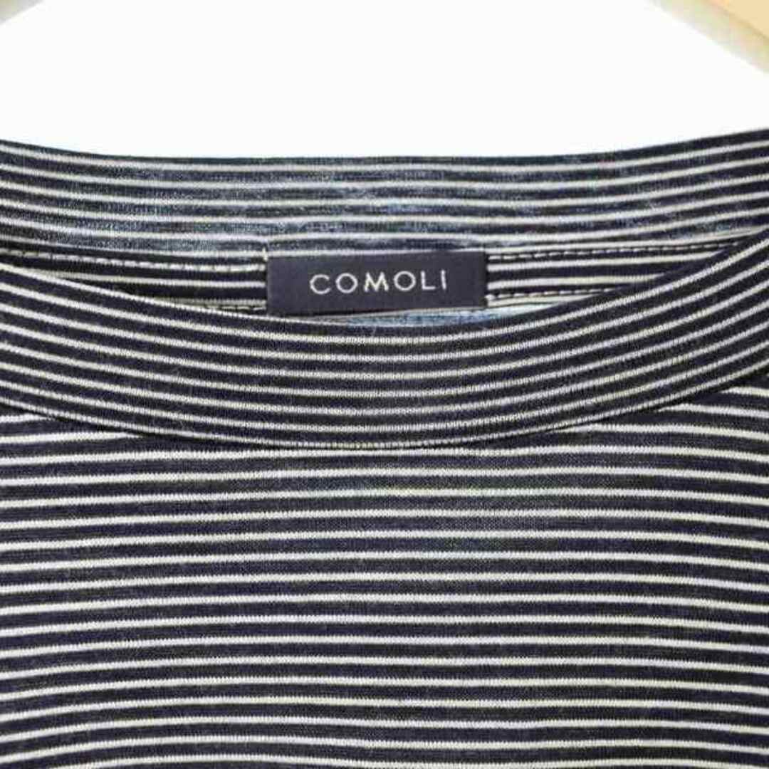 COMOLI - COMOLI 23SS サマーウール天竺 Tシャツ ボーダー 4 ブラック