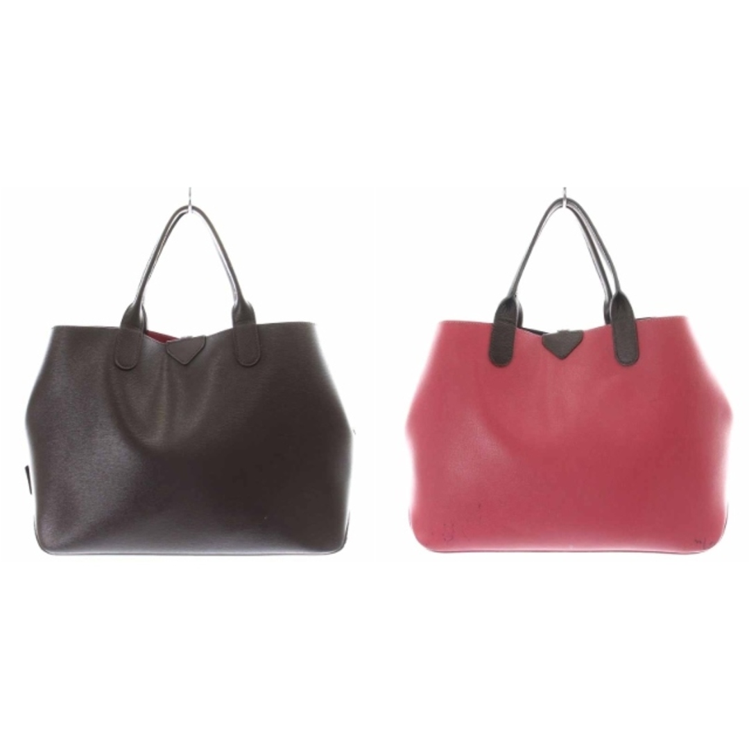 LONGCHAMP(ロンシャン)のロンシャン ロゾ トートバッグ ハンドバッグ レザー リバーシブル 茶 ピンク レディースのバッグ(トートバッグ)の商品写真