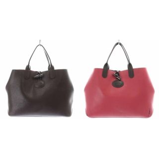 ロンシャン(LONGCHAMP)のロンシャン ロゾ トートバッグ ハンドバッグ レザー リバーシブル 茶 ピンク(トートバッグ)