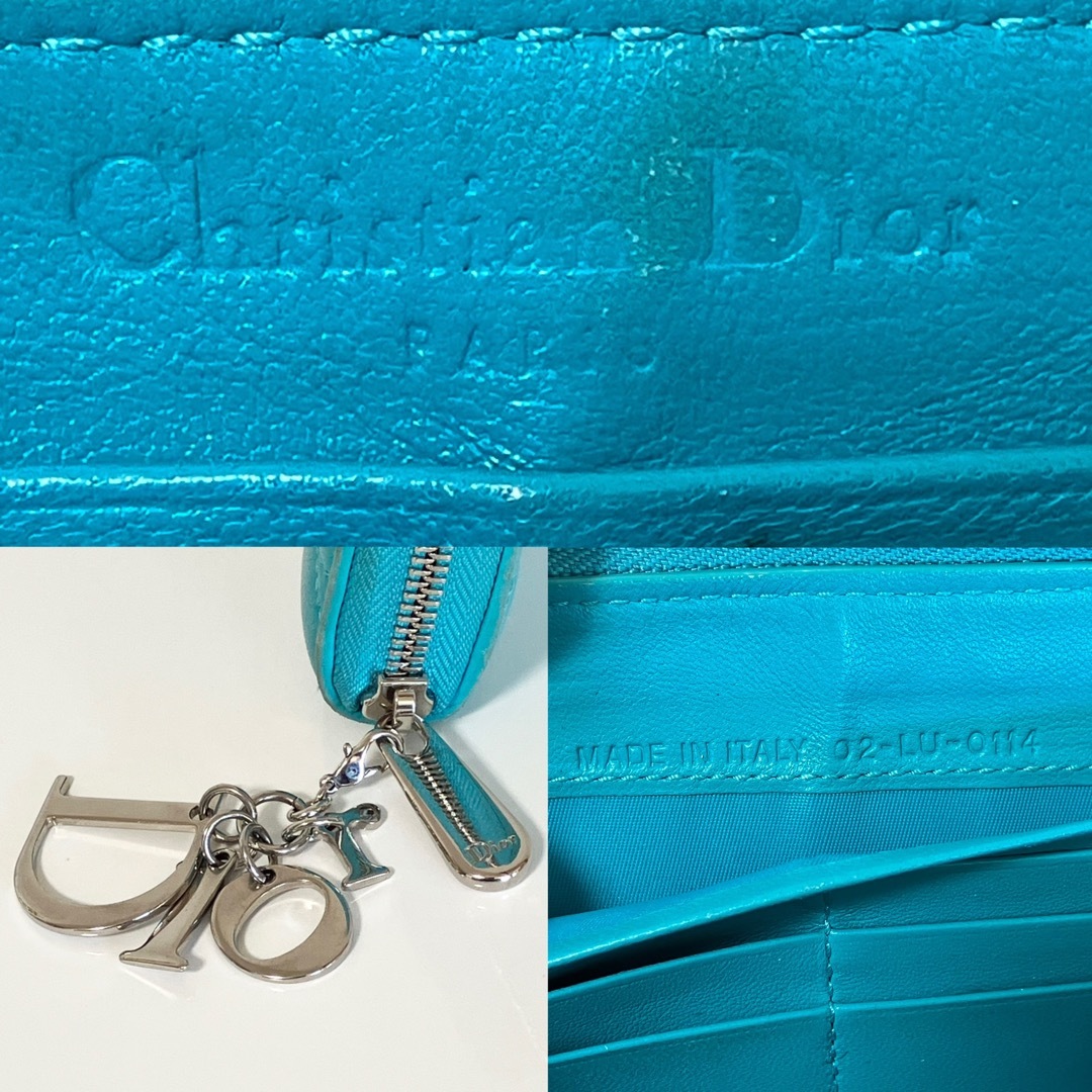 Dior クリスチャン ディオール カナージュ 長財布 ブルー シルバー金具