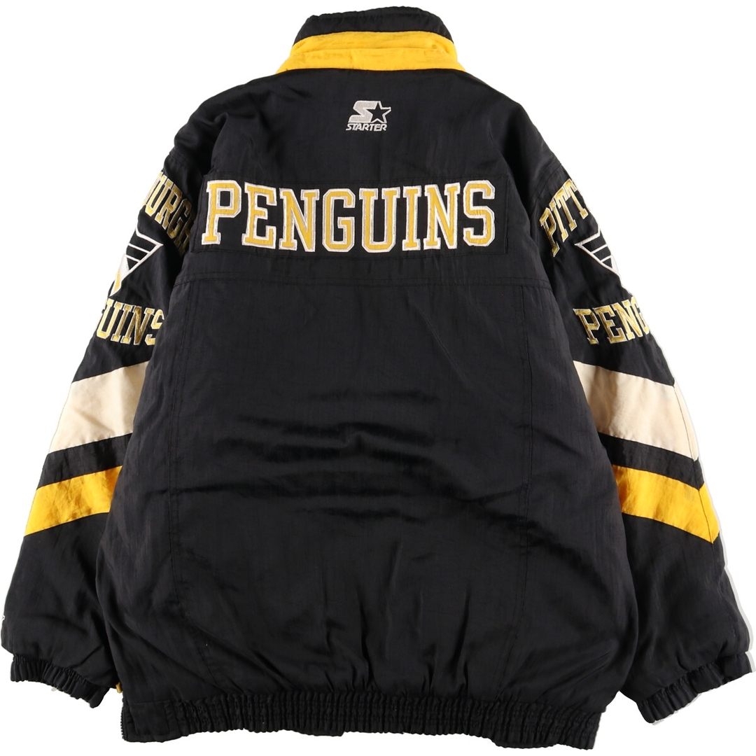 66cm肩幅スターター Starter NHL PITTSBURGH PENGUINS ピッツバーグペンギンズ バック刺繍 中綿ジャケット メンズL /eaa369276