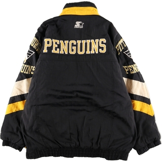 古着 スターター Starter NHL PITTSBURGH PENGUINS ピッツバーグペンギンズ バック刺繍 中綿ジャケット メンズL  /eaa369276
