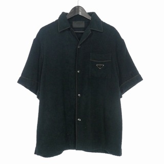プラダ(PRADA)のプラダ 22SS トライアングルロゴ テリー ボーリング シャツ M ブラック(シャツ)