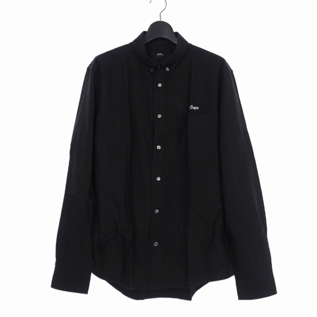 スタンプド オーバーサイズ 長袖 刺繍 シャツ L ブラック S-FW14-1