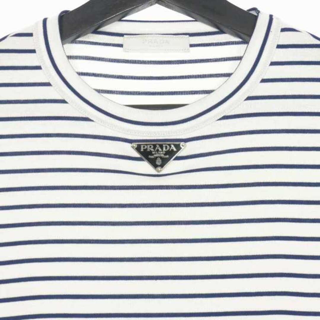 プラダ PRADA Tシャツ カットソー Vネック 半袖 ショートスリーブ トライアングル トップス メンズ XS ネイビー