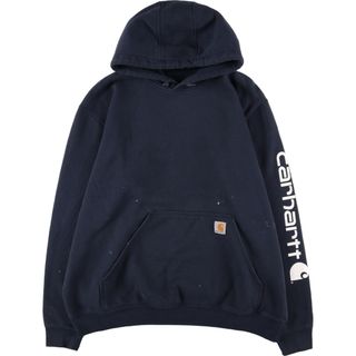 カーハート(carhartt)の古着 カーハート Carhartt 袖プリント スウェットプルオーバーパーカー メンズXXL /eaa330326(スウェット)