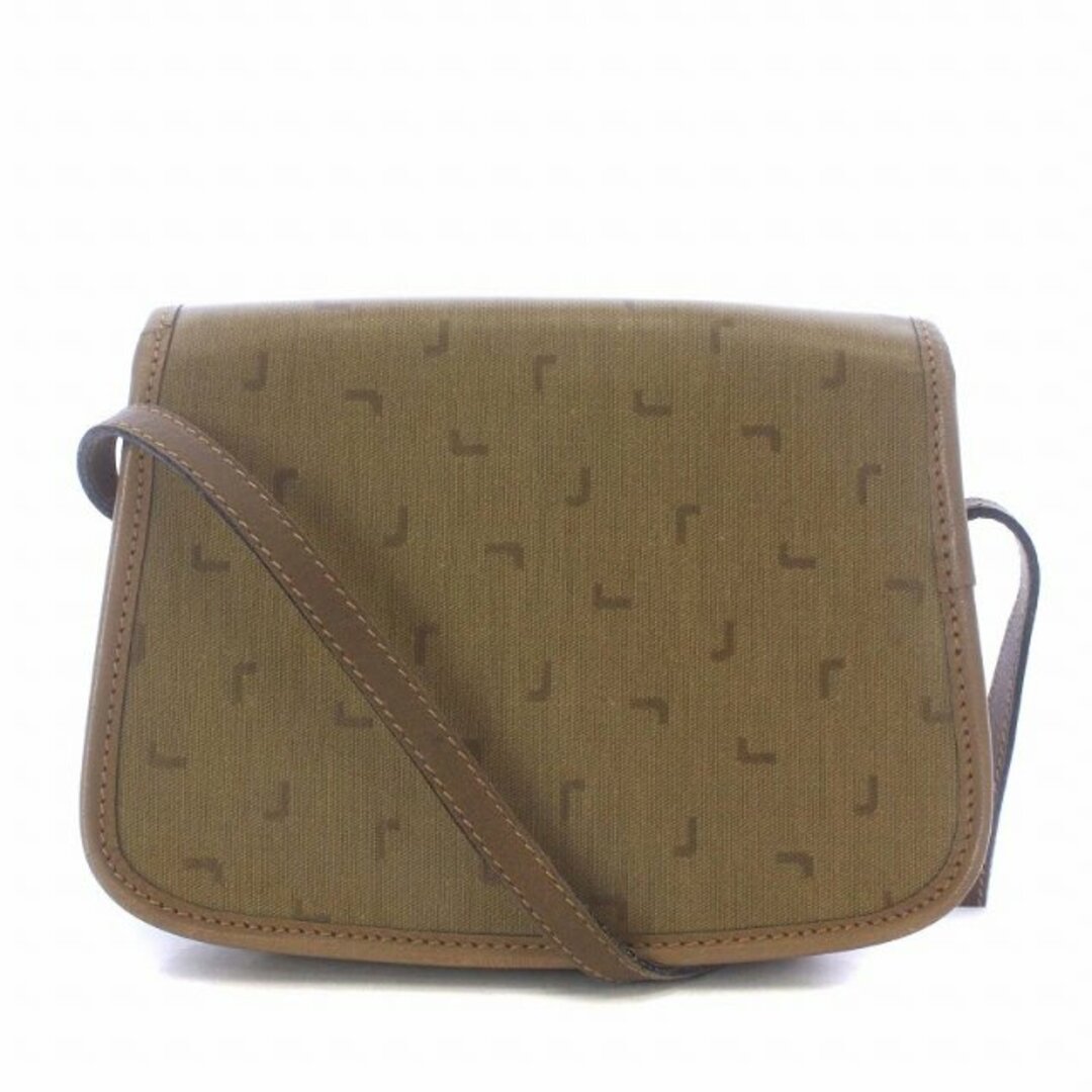 ランセル LANCEL ショルダーバッグ ミニ レザー 総柄 ロゴ ベージュ