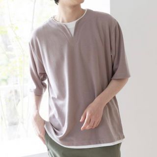 グローバルワーク(GLOBAL WORK)のキーネックレイヤード 半袖(Tシャツ/カットソー(半袖/袖なし))